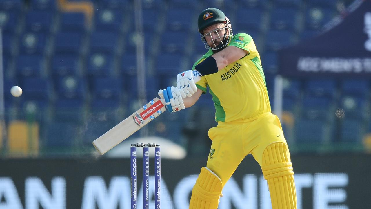 Aaron Finch didn’t hit any runs in Australia’s T20 World Cup opener against South Africa. Picture: Isuru Sameera Peiris / Gallo Images / Getty Images