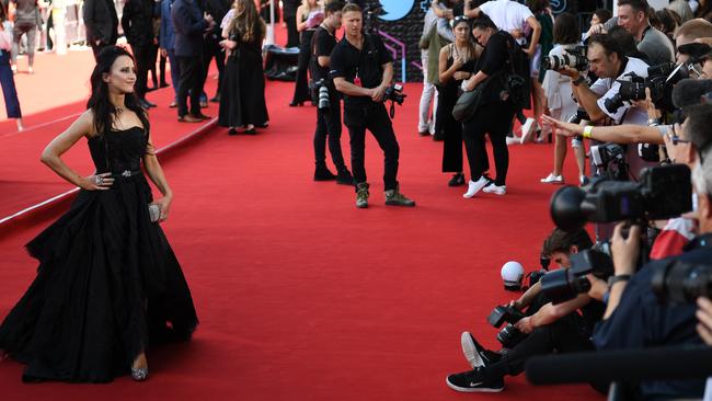 Jane Gazzo arrives at the 31st ARIA Awards at The Star, in Sydney. Photo: David Moir/AAP/