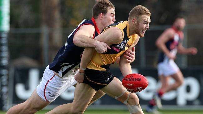 Andrew Moore playing in the Richmond VFL side. Picture: Mark Dadswell