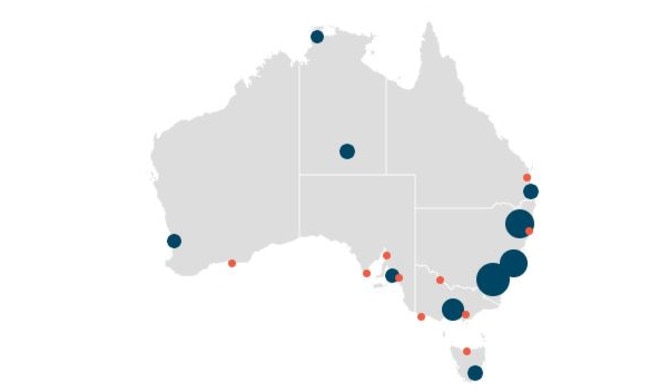 A Bernard Salt map showing where people are educated.