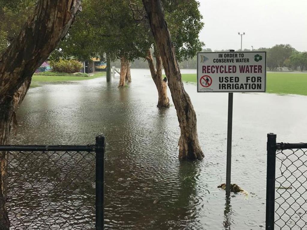 Byron Bay Football Club social media show their grounds are flooded due to the recent rains.