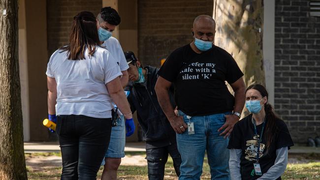 Staff outside Richmond West Primary School. Picture: Jason Edwards