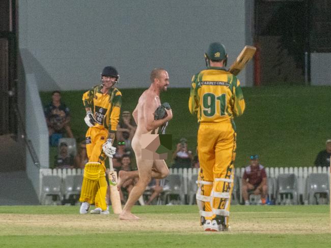 Streaker at T20 shootout Grand Final Division 1 Harrup Park Mackay. Saturday 2 February 2024 Picture:Michaela Harlow