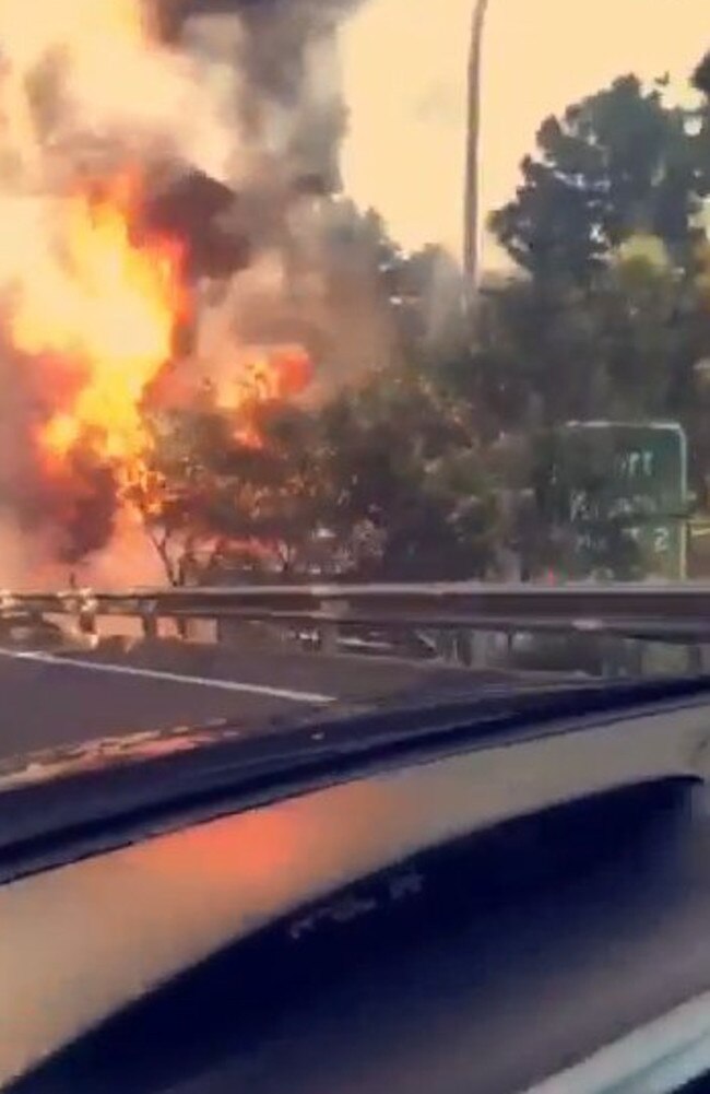 The M1 has been shut in West Wollongong to keep drivers safe. Picture: 9 News