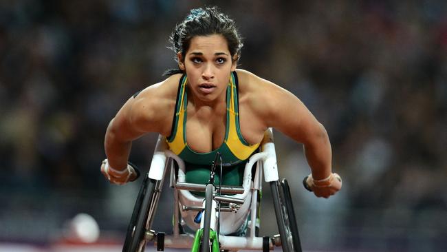 Madison de Rozario competes in the women’s T-53 200m final at the 2012 London Paralympics. Picture: Sport the library/Courtney Crow