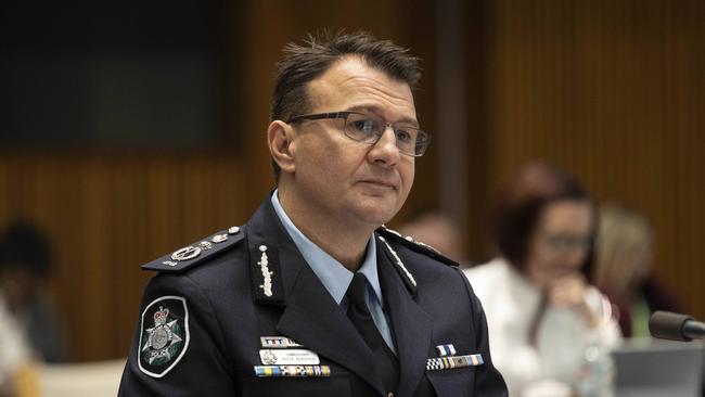 Australian Federal Police Commissioner Reece Kershaw. Home Affairs Senate Committee in Parliament House in Canberra. Picture: NCA NewsWire / Gary Ramage