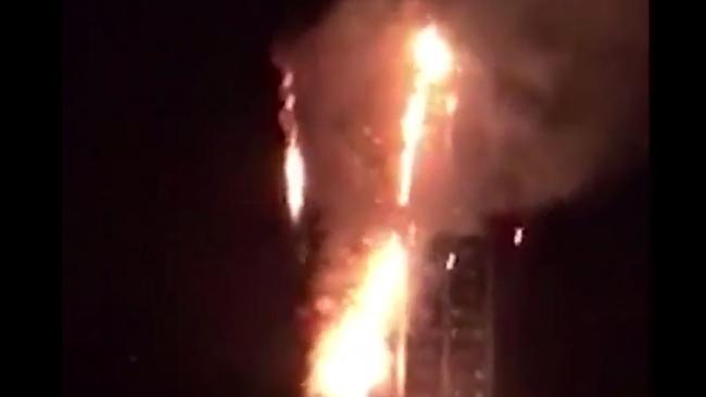 The tower went up in flames in 2017. Picture: Sky News