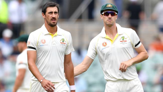 Mitchell Starc and Patrick Cummins plan to nullify Kohli’s appetite for runs. Picture: AAP