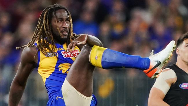 West Coast averages 2½ goals more a game with Nic Naitanui in the side. Picture: AAP