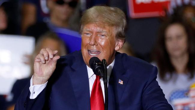 Former US President Donald Trump speaks during a Save America rally in Warren, Michigan earlier this month. Picture: AFP