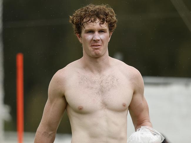 Tom Green left the game early with precaution for a calf strain during the GWS Giants match simulation training session on February 14, 2025. Photo by Phil Hillyard (Image Supplied for Editorial Use only - **NO ON SALES** - Â©Phil Hillyard )