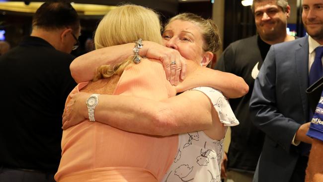 Lynne Anderson is congratulated by friends after the Canterbury board elections.