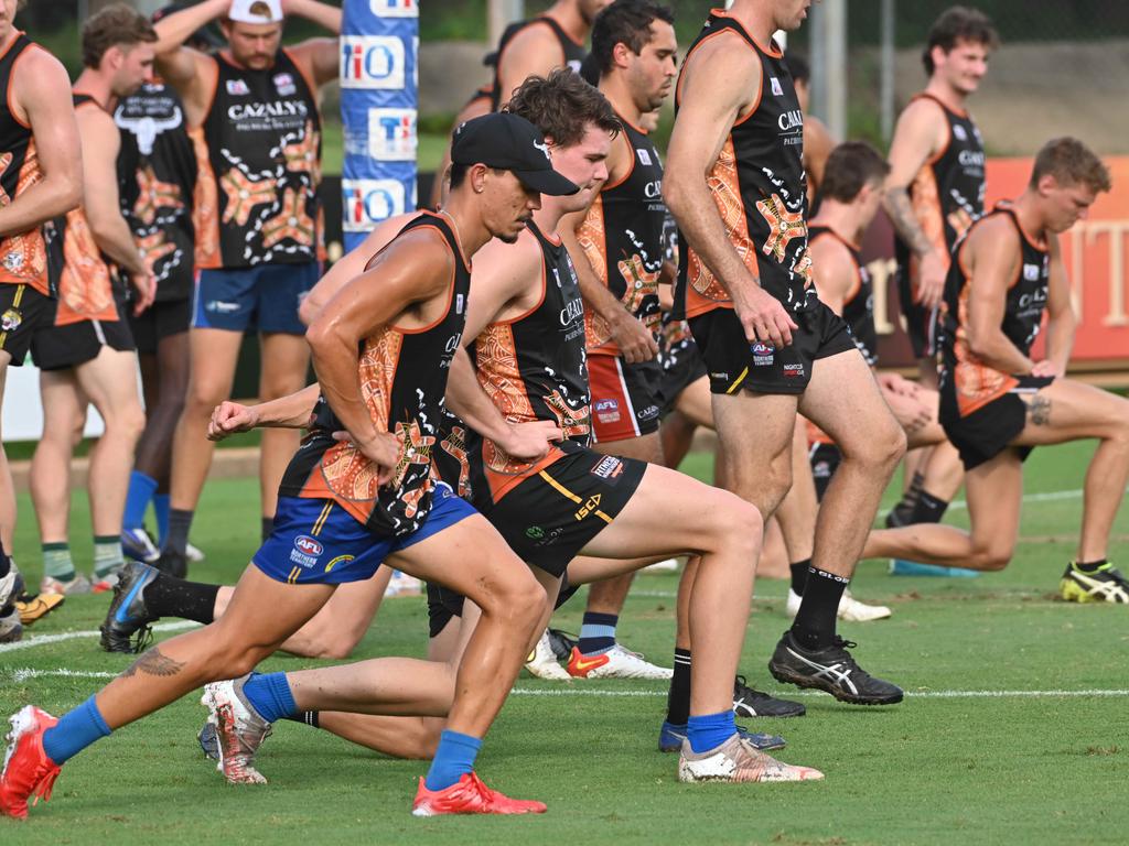 The NTFL rpe team training ahead of their game against Woodville West Torrens. Picture: Julianne Osborne