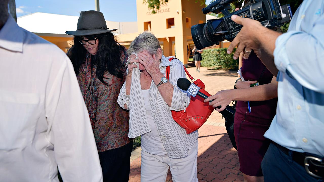 Fran Hodgetts leaves the Katherine Local Court after giving evidence in an inquest into the disappearance of Paddy Moriarty in 2018.