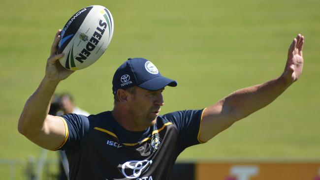 New North Queensland Cowboys assistant coach John Cartwright gets straight into training with his new club.