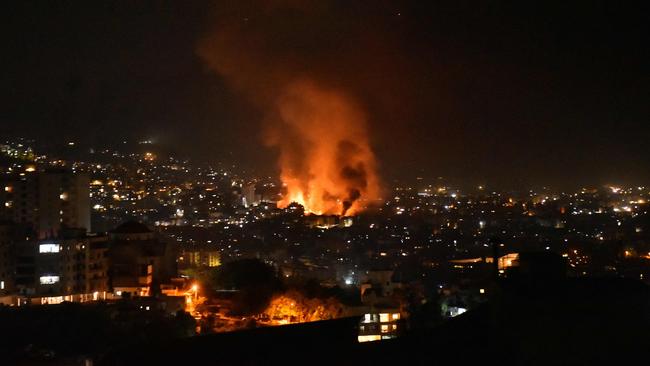 Smoke billows from the site of an Israeli airstrike that targeted a neighbourhood in Beirut. Picture: AFP