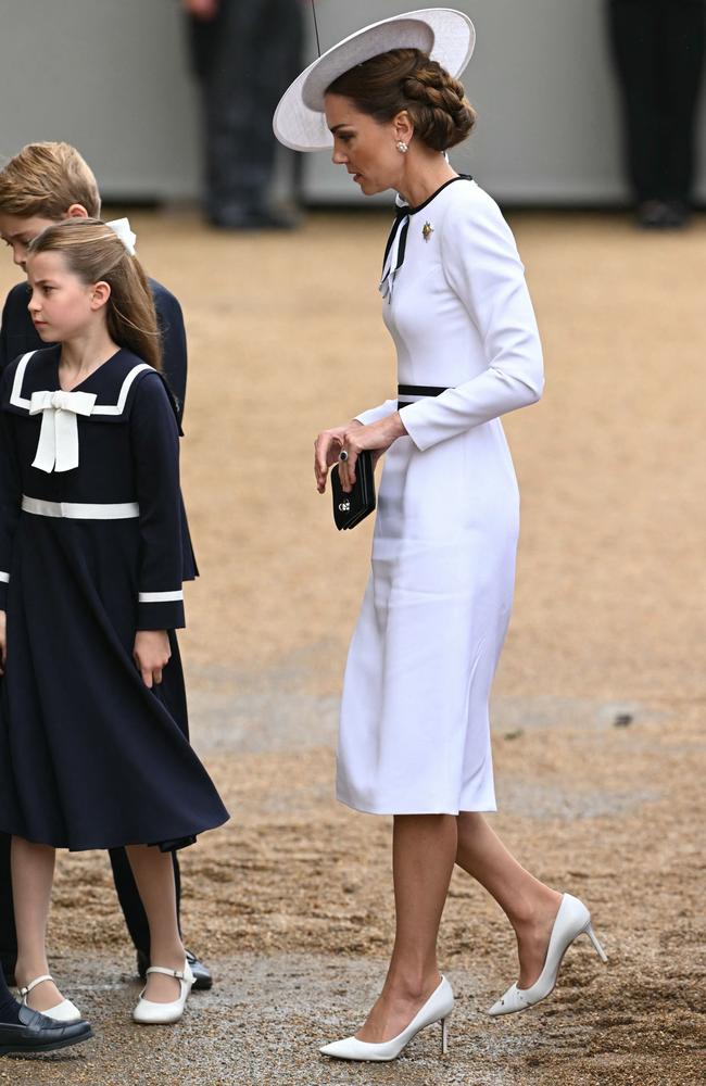 The royal with Princess Charlotte and Prince George. Picture: AFP