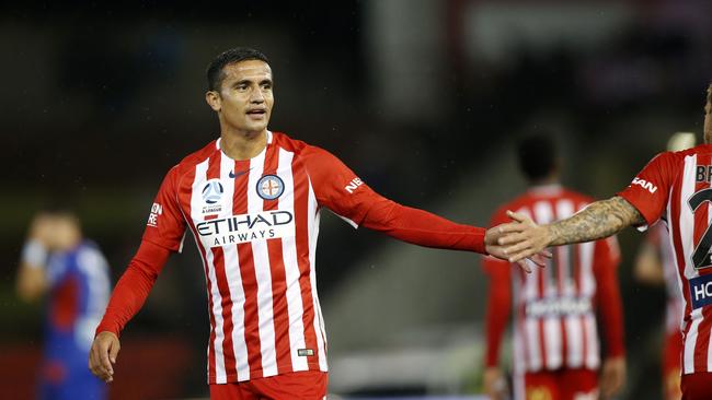 Tim Cahill of Melbourne City during the A-League Round 9 match between the Newcastle Jets and Melbourne City FC at McDonald Jones Stadium, Newcastle, on Saturday, December 2, 2017. (AAP Image/Darren Pateman) NO ARCHIVING, EDITORIAL USE ONLY