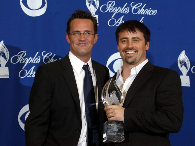 Matthew Perry with fellow Friends star Matt LeBlanc in 2004. Picture: Getty Images