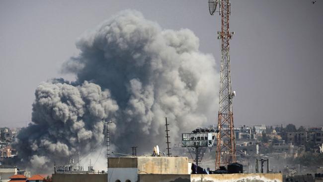 Smoke billows from Israeli strikes on eastern Rafah on Tuesday. Picture: AFP