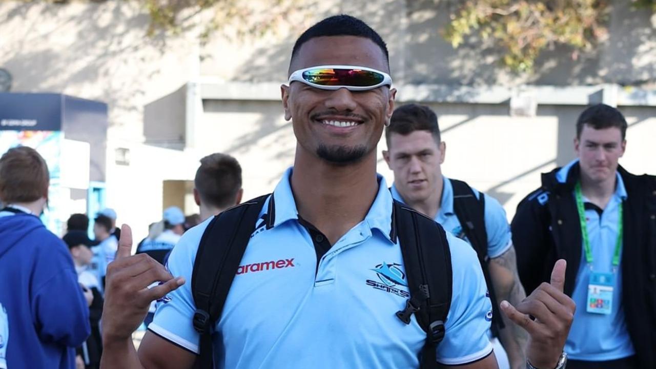 Ronaldo Mulitalo channelling his superhero lookalike, Frozone from The Incredibles. Picture: Cronulla Sharks