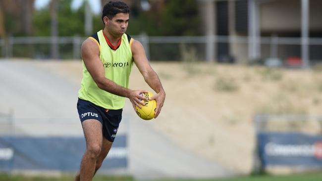 Tyson Stengle of the Adelaide Crows completes a morning training session at West Lakes on Tuesday, March 17, 2020. Picture: Adelaide Football Club.