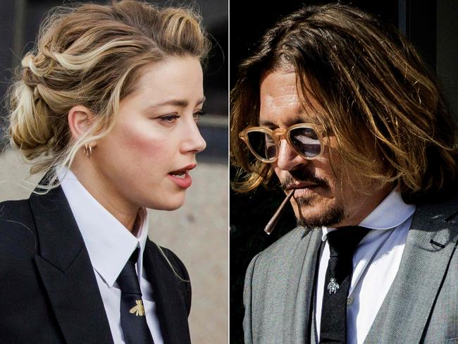 (COMBO) This combination of file pictures created on April 29, 2022 shows, US actor Johnny Depp arriving at the Fairfax County Circuit Court in Fairfax, Virginia, on April 13, 2022; and actress Amber Heard leaving the Fairfax County Circuit Court on April 11, 2022. - Heard is appealing the jury verdict in the multi-million dollar defamation case she lost to her former husband, "Pirates of the Caribbean" star Johnny Depp. Lawyers for the 36-year-old Heard, who starred in the movie "Aquaman," filed a notice of appeal on July 21, 2022, with the Virginia Court of Appeals. (Photo by Samuel Corum / AFP)