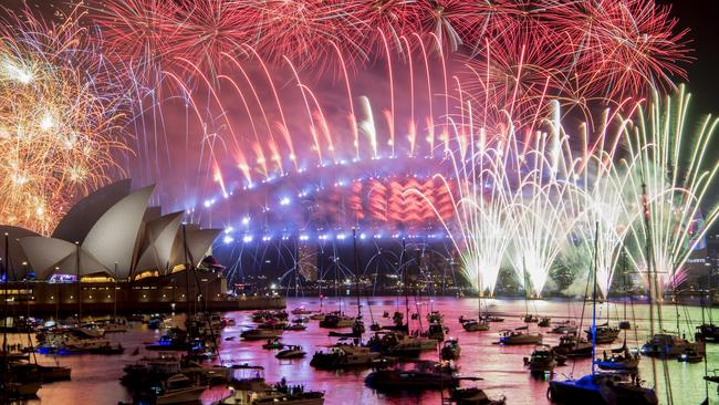 Fireworks explode over the Sydney Harbour during New Year's Eve celebrations in Sydney on January 1, 2019. Pic: AAP/Brendan Esposito.