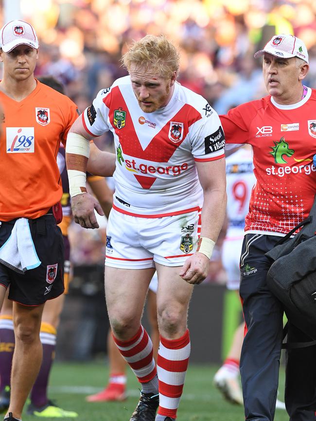 Graham is taken from the field concussed during a game in September 2018. Picture: AAP