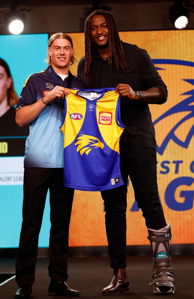 Pick 1 Harley Reid with Nic Naitanui. Picture: Michael Willson/AFL Photos