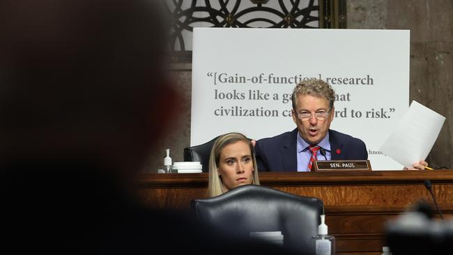 Senator Rand Paul questions National Institute of Allergy and Infectious Diseases Director Anthony Fauci during a hearing of the Senate Health, Education, Labor, and Pensions Committee. Picture: Getty Images