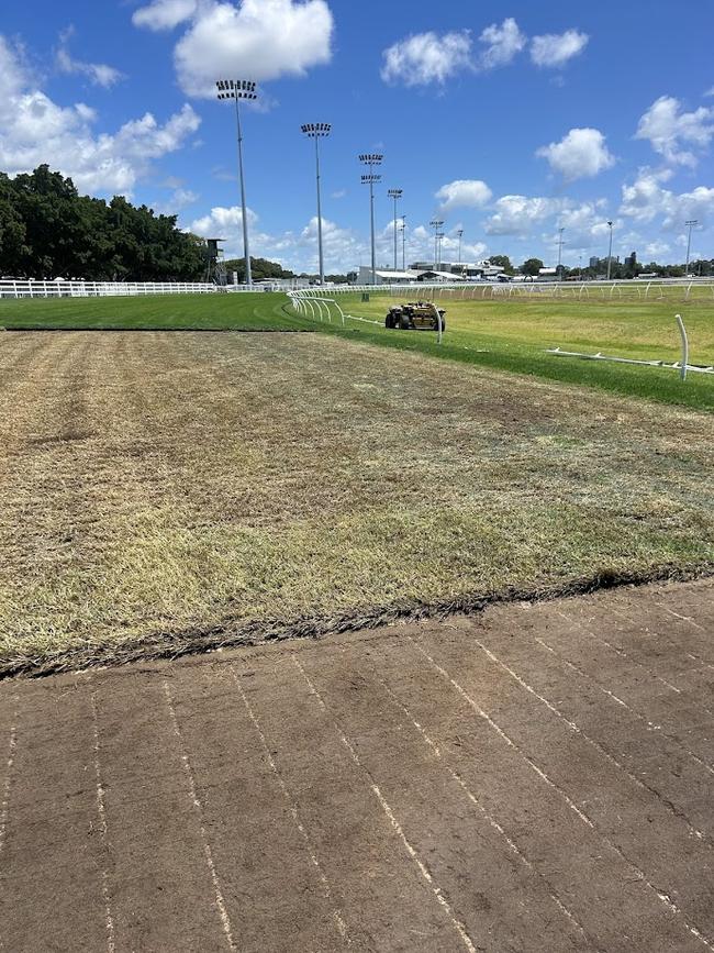 Work underway at the Turf Club on Monday. Picture: Supplied.