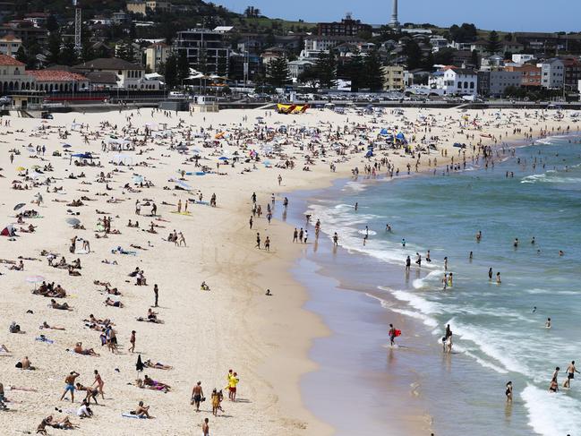 Sydney’s jewel Bondi Beach received a “good” rating meaning it’s safe to swim however not straight after wet weather. Picture: Dylan Robinson