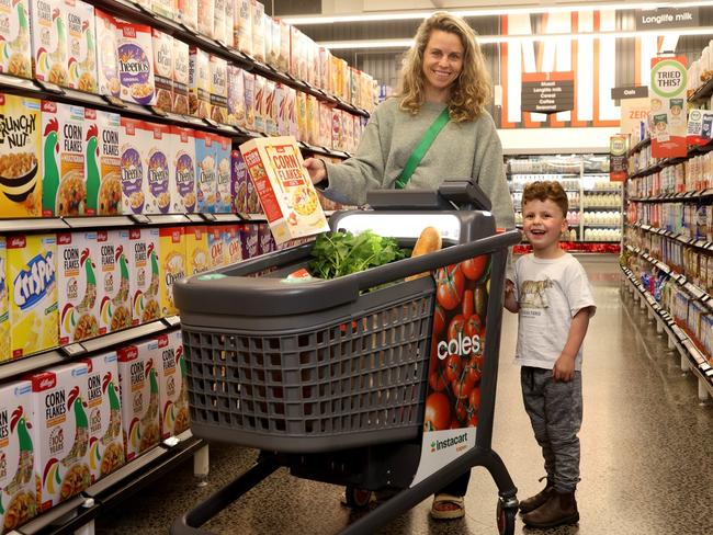 Coles Smart Trolley at Coles Richmond Traders. Picture: Hamish Blair