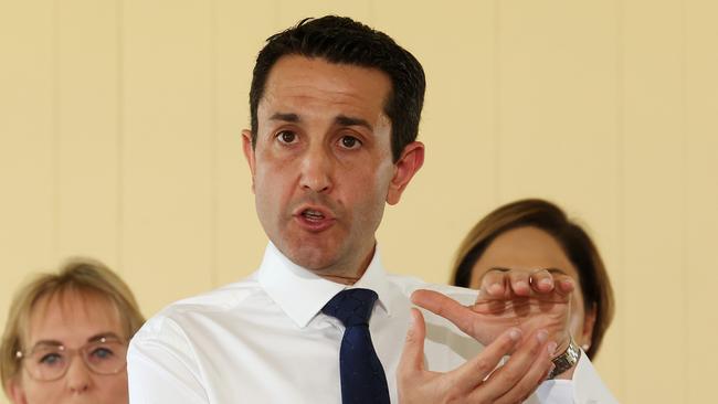 David Crisafulli announces the LNP’s $500m health services plan in Mt Gravatt today. Picture: Liam Kidston.