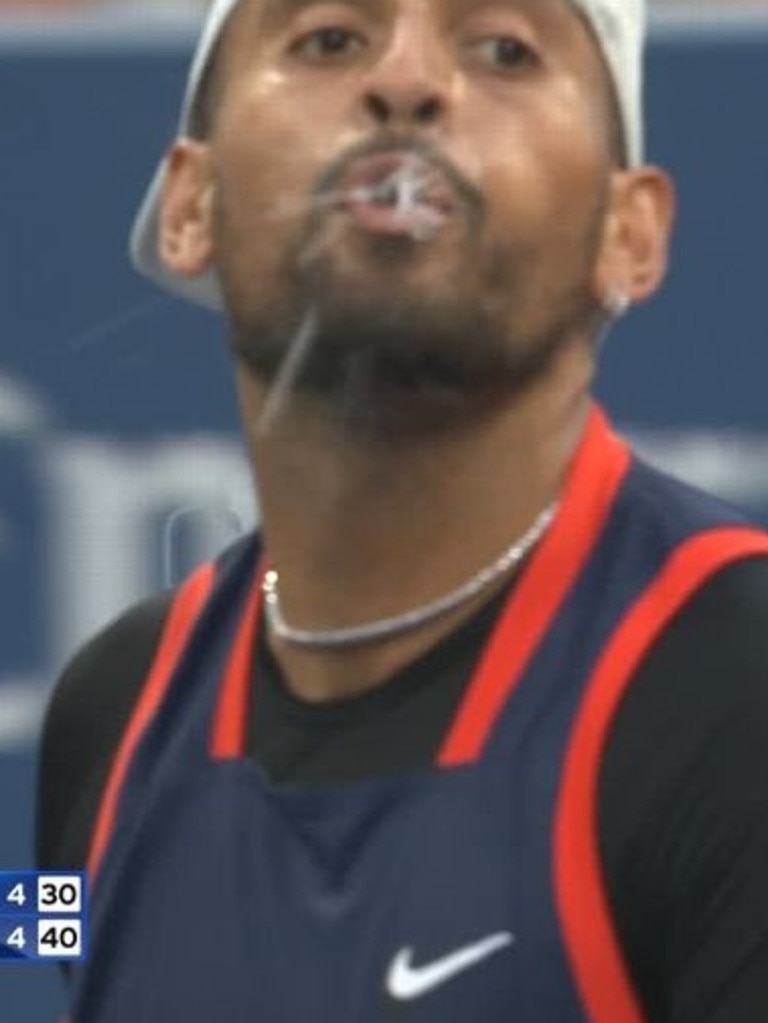 Nick Kyrgios spat on the court. Photo: Twitter.