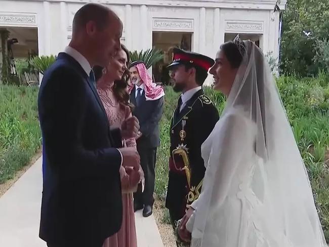 The British royals congratulate the newlyweds. Picture: Royal Hashemite Court/YouTube