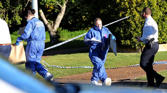 Police at the crime scene at Metford in 2020. Picture: Peter Lorimer,