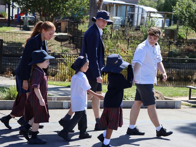 Ballarat Christian College preps started their first morning with Year 12 buddies. Picture: Ballarat Christian College