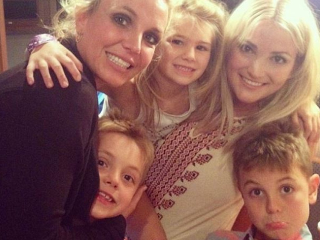 Britney Spears with niece Maddie, sons Sean and Jayden and sister Jamie Lynn Spears. Picture: Instagram