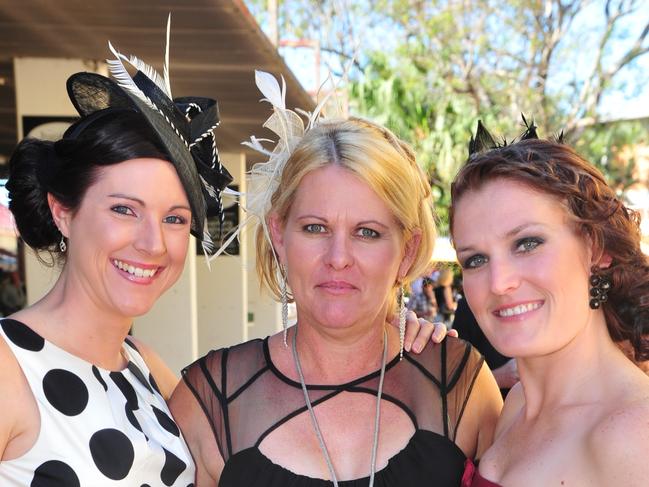 Ladies Day 2012 at Cluden Park race track, Townsville. L-R Amy Fooks of Kirwan, Leona Piotto of Kirwan and Jodie Whiteford of Aitkenvale.