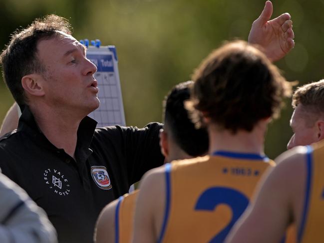 St Bernard's coach Steven Alessio makes a point to his players.