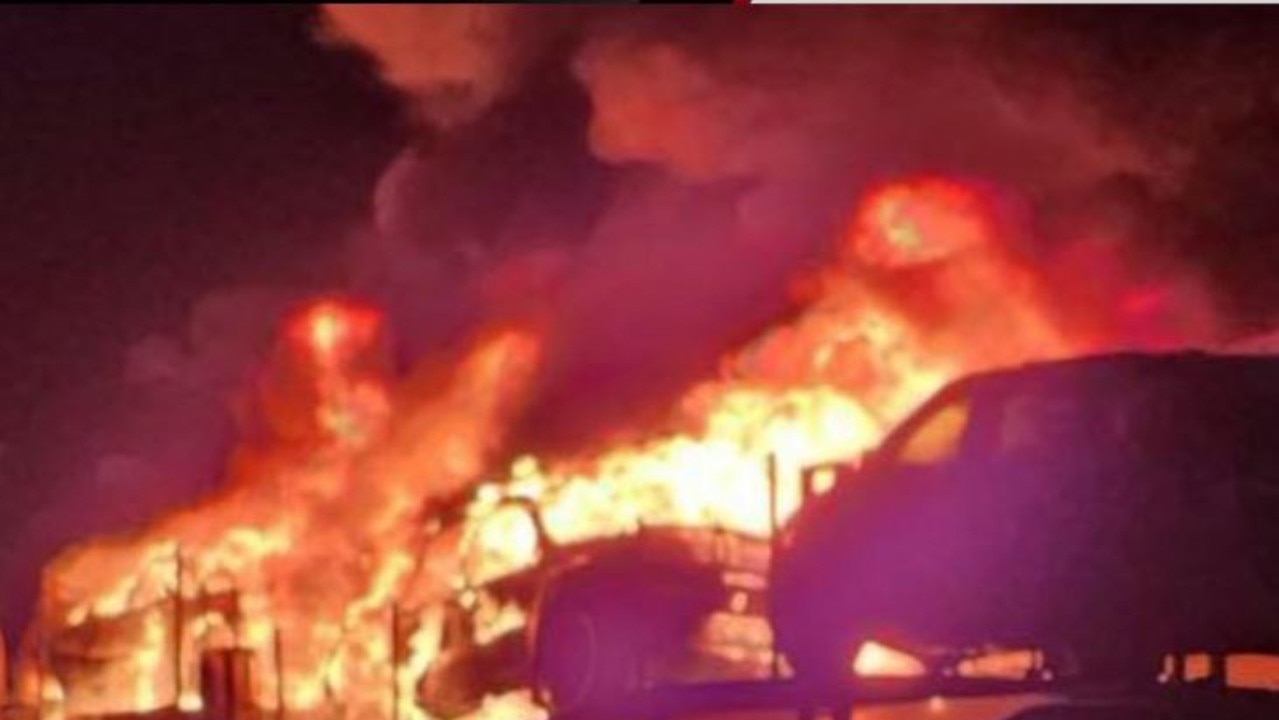 Four people have had a lucky escape after a fiery crash at Kingston On Murray in the Riverland. Picture: 7NEWS
