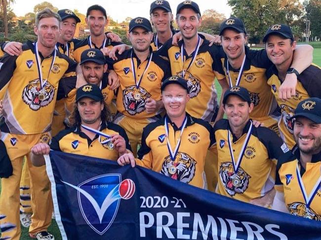 Werribee celebrates its remarkable VSDCA North-West group premiership. Picture: Supplied