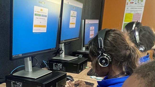 Jabiru Area School student Pia Evans in the new computer lab.