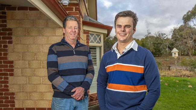 Jordan Ball with dad, Greg at their house in Kalbeeba SA. Picture: Ben Clark