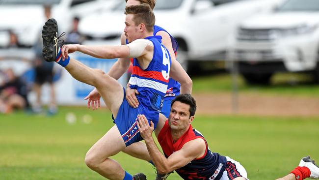 Wanganeen goes in for the tackle during Saturday’s match. Photo: Tom Huntley