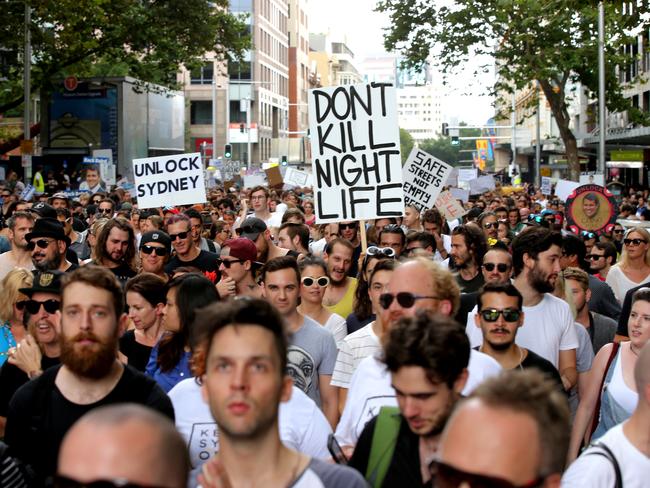 Keep Sydney Open rallies were held in Sydney in the wake of the new laws for the CBD. Picture: Stephen Cooper.