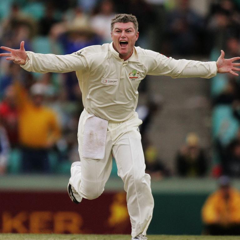 MacGill celebrates a dismissal during the Australia v ICC XI World Super Series at the SCG. pic. Phil Hillyard