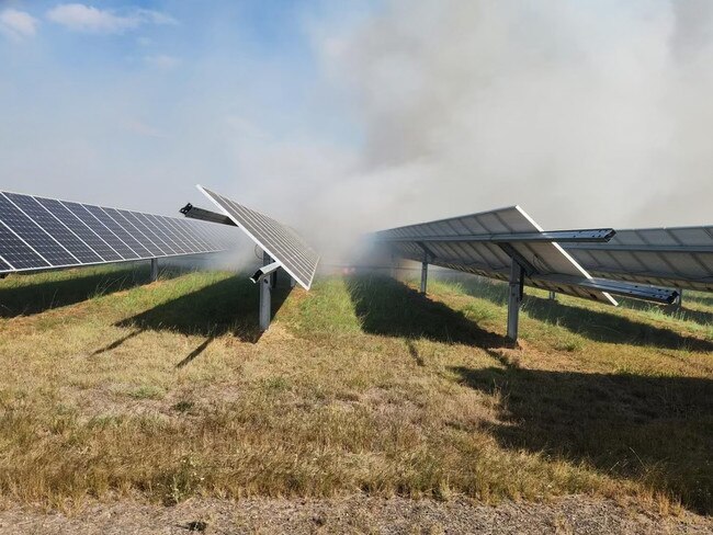 ‘Under solar panels’: Blaze firies can’t get to